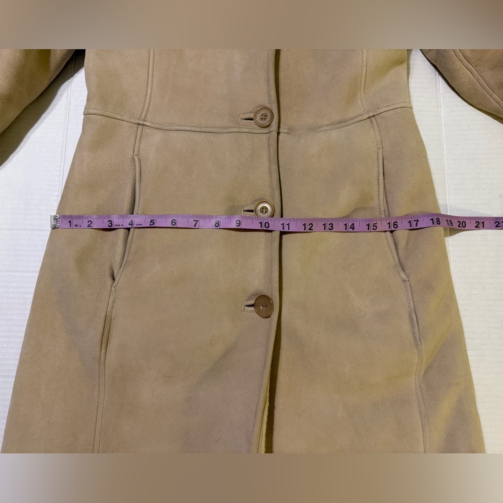 J.Crew Shearling 100% Leather Tan Penny Lane Style Wool Lined Coat Runs small ! - Picture 10 of 12